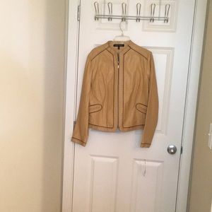 Anne Klein leather jacket. New with tags. Size 14. Pretty stitching details.